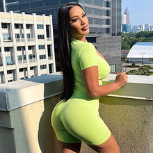 Load image into Gallery viewer, street solid color tight fitting short sleeved top and shorts casual set AY3466
