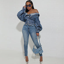 Load image into Gallery viewer, Hot selling irregular double wear denim jacket AY3256
