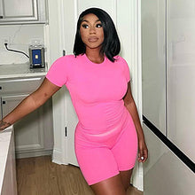 Load image into Gallery viewer, street solid color tight fitting short sleeved top and shorts casual set AY3466

