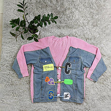 Load image into Gallery viewer, Denim patchwork cardigan knitted jacket AY3246
