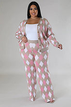 Load image into Gallery viewer, Sweater diamond plaid cardigan two-piece set AY3244
