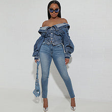 Load image into Gallery viewer, Hot selling irregular double wear denim jacket AY3256
