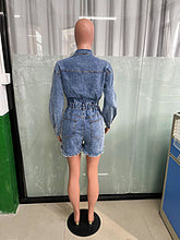 Load image into Gallery viewer, High stretch ripped tassel wash denim jumpsuit AY3358
