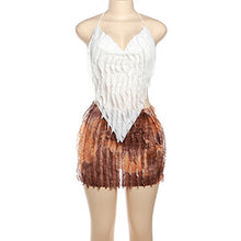Load image into Gallery viewer, Hot sale backless strappy suspender color-blocked sexy short skirt set AY3490
