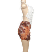 Load image into Gallery viewer, Hot sale backless strappy suspender color-blocked sexy short skirt set AY3490

