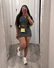 Load image into Gallery viewer, Fashion splicing cardigan short skirt set AY3525
