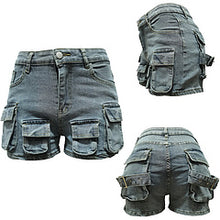 Load image into Gallery viewer, Fashionable workwear pocket denim shorts AY3428
