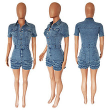 Load image into Gallery viewer, Hot selling tassel denim jumpsuit AY3419
