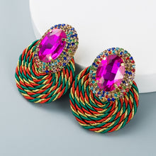 Load image into Gallery viewer, Personalized oval glass diamond braided earrings（AE4062）
