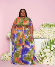Load image into Gallery viewer, Tie-dye printing two-piece plus suit AY1046

