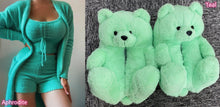 Load image into Gallery viewer, Plush Three Piece+teddy bear slipper set
