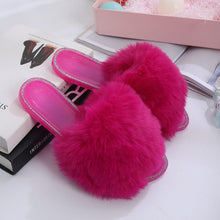 Load image into Gallery viewer, Rhinestone solid color plush slippers(JD0011)
