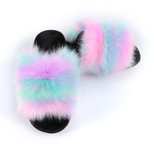 Load image into Gallery viewer, New style ladies colorful plush slippers（HPSD109）
