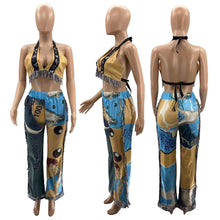 Load image into Gallery viewer, Sexy Printed Fringe Two Piece Set（AY1824）
