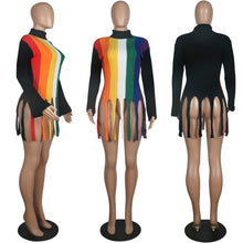 Load image into Gallery viewer, Fashion color striped fringed sweater（AY1539）
