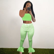 Load image into Gallery viewer, Striped tube top ruffled pants suit AY1110
