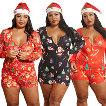 Load image into Gallery viewer, Christmas print tight-fitting long-sleeved jumpsuit（AY1511）
