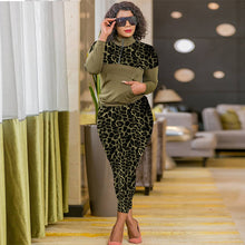 Load image into Gallery viewer, Women&#39;s leopard print stitching sports and leisure trousers two-piece suit
