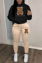 Load image into Gallery viewer, Hooded bear pattern sweater trousers casual sports two-piece set(AY2600)

