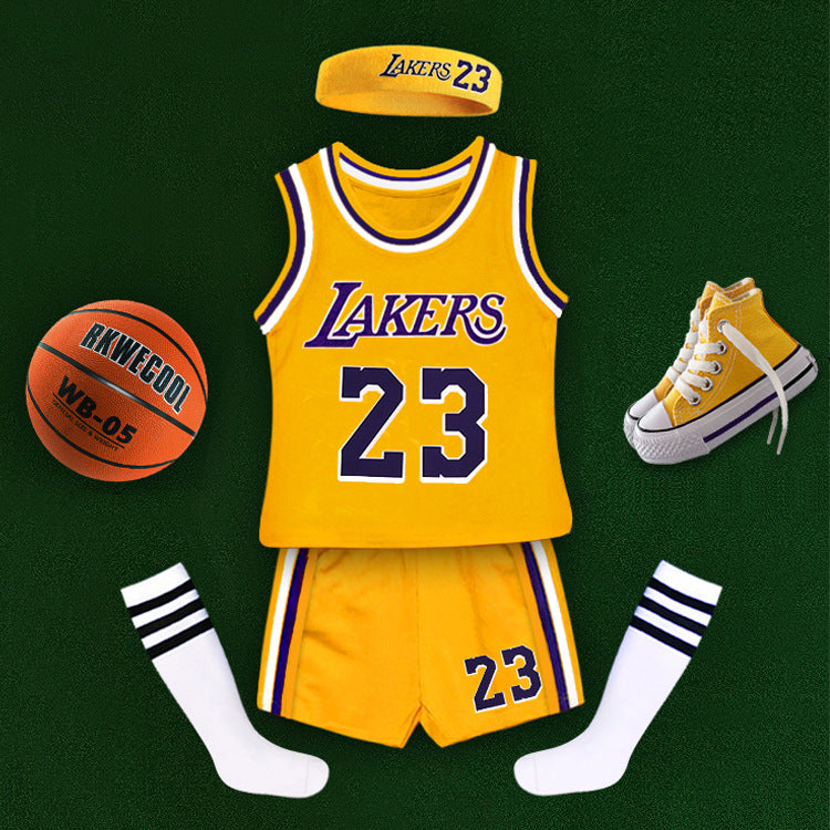 Kids basketball suit set (basketball suit+hairband+socks) AY2145