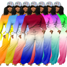 Load image into Gallery viewer, Gradient long-sleeved wide-leg pants suit
