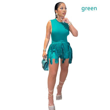Load image into Gallery viewer, Sleeveless vest drawstring tassel shorts AY2097
