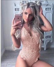 Load image into Gallery viewer, Hot selling sling lace stitching bodysuit
