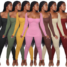 Load image into Gallery viewer, Fashion long-sleeved high-slit pit strip suit（AY1496）
