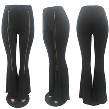 Load image into Gallery viewer, High-waisted flared zipper wide-leg pants(AY1515)
