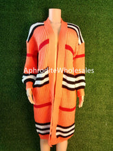 Load image into Gallery viewer, Cardigan long hand knitted striped coat(AY2433)

