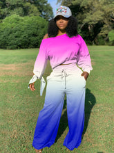 Load image into Gallery viewer, Gradient long-sleeved wide-leg pants suit
