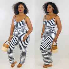 Load image into Gallery viewer, Striped suspender jumpsuit AY1167
