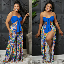 Load image into Gallery viewer, Fashion tube top backless slit trousers two-piece set（AY2233）
