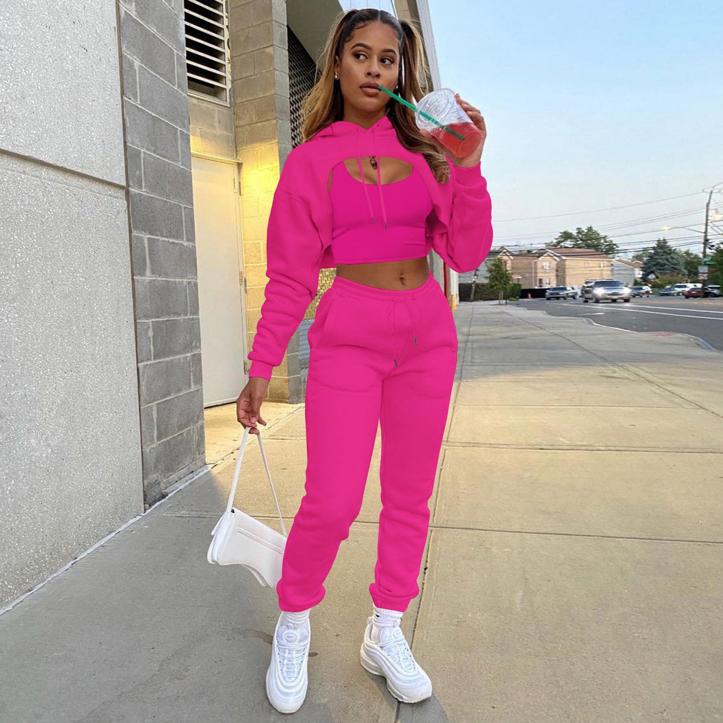 Personality plus velvet sweater three-piece suit（AY1411
