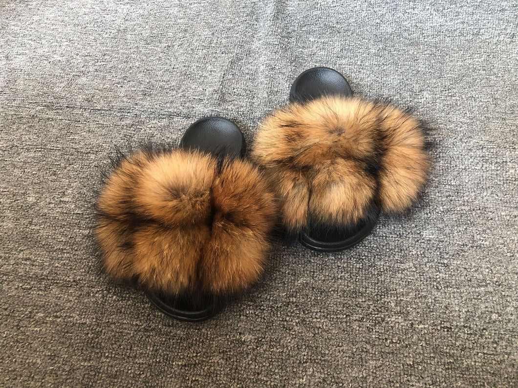 Hot selling fur ball slippers