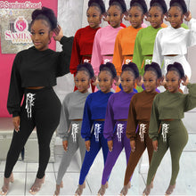 Load image into Gallery viewer, Lace-up solid color slim two-piece suit(AY1552)
