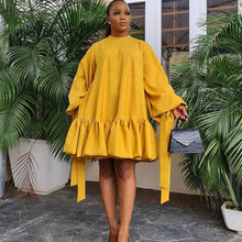 Load image into Gallery viewer, Solid Color Puff Sleeve Dress（AY2272）
