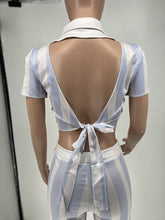 Load image into Gallery viewer, Fashion Stripe Print Lace-up Sexy Backless Two Piece Set AY2726
