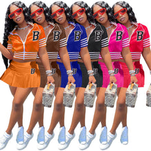 Load image into Gallery viewer, Fashion Letter Print Baseball Uniform Sports Skirt Set（AY1802）
