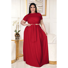 Load image into Gallery viewer, Plus size solid color cross strap swing skirt suit AY1171
