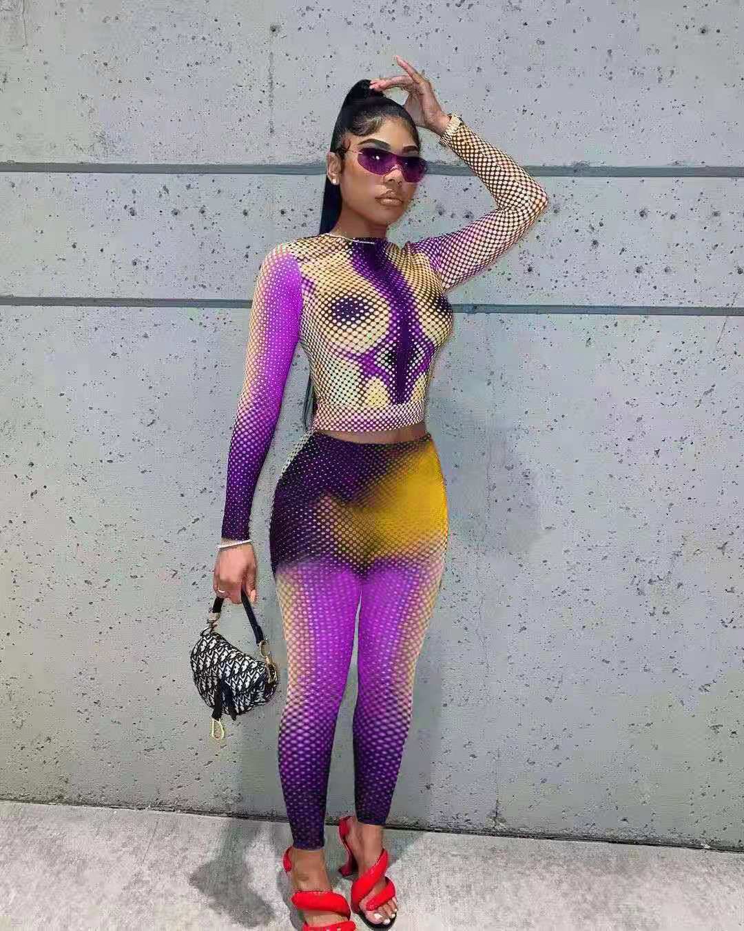 Sexy slim positioning printing fashion two-piece （AY1318）