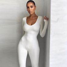 Load image into Gallery viewer, Low-necked tight long-sleeved high-waisted solid color sports jumpsuit AY2657
