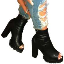 Load image into Gallery viewer, Fish mouth thick heel high heel ankle boots（HPSD112）
