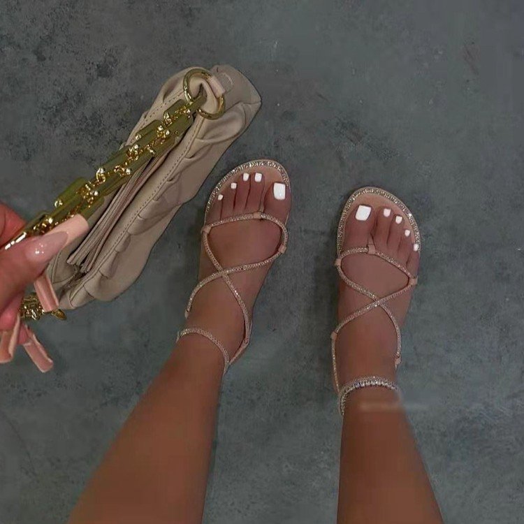 New ladies flat sandals with rhinestones HPSD035