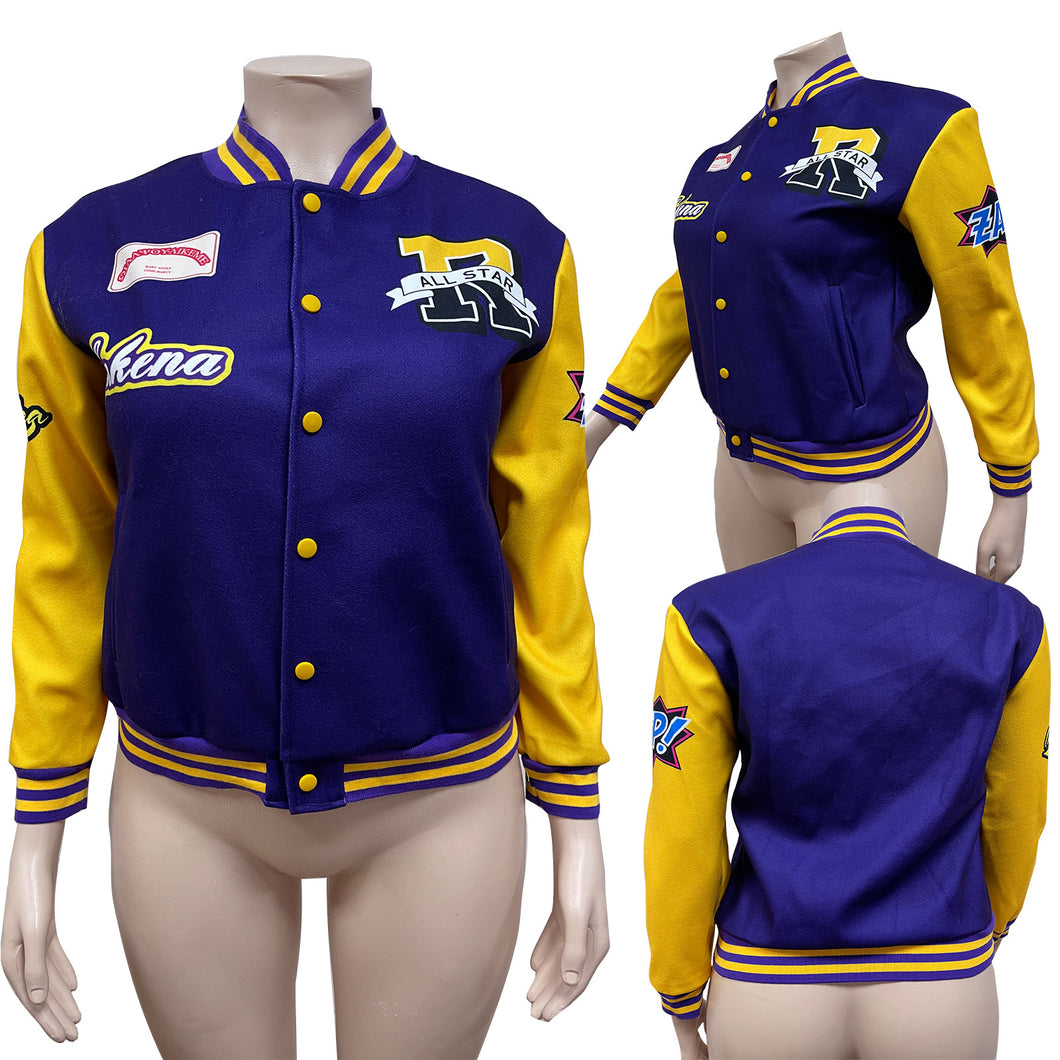 Plus size fashion printed color matching baseball jacket AY2559