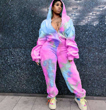 Load image into Gallery viewer, Tie-dye printed hooded sports two-piece suit（AY1306）

