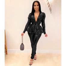 Load image into Gallery viewer, Bronzing cloth long sleeve suit (with belt) AY1651
