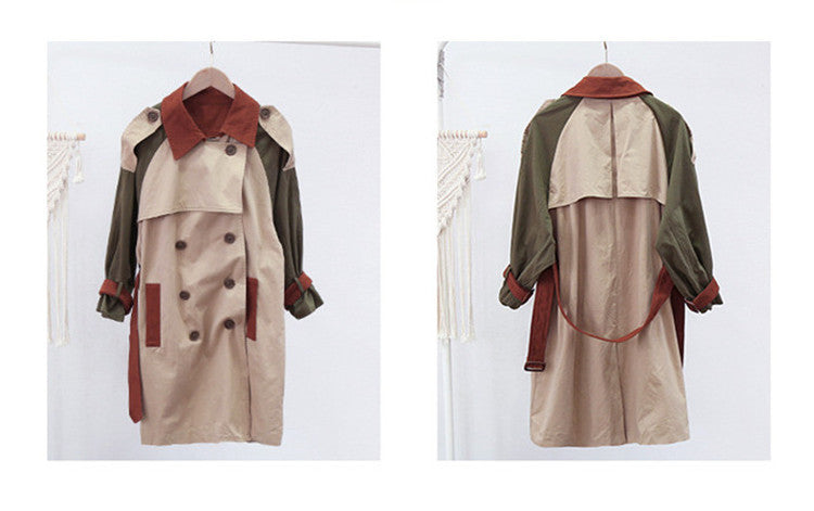 Children's contrast color long button trench coat（AY1340）