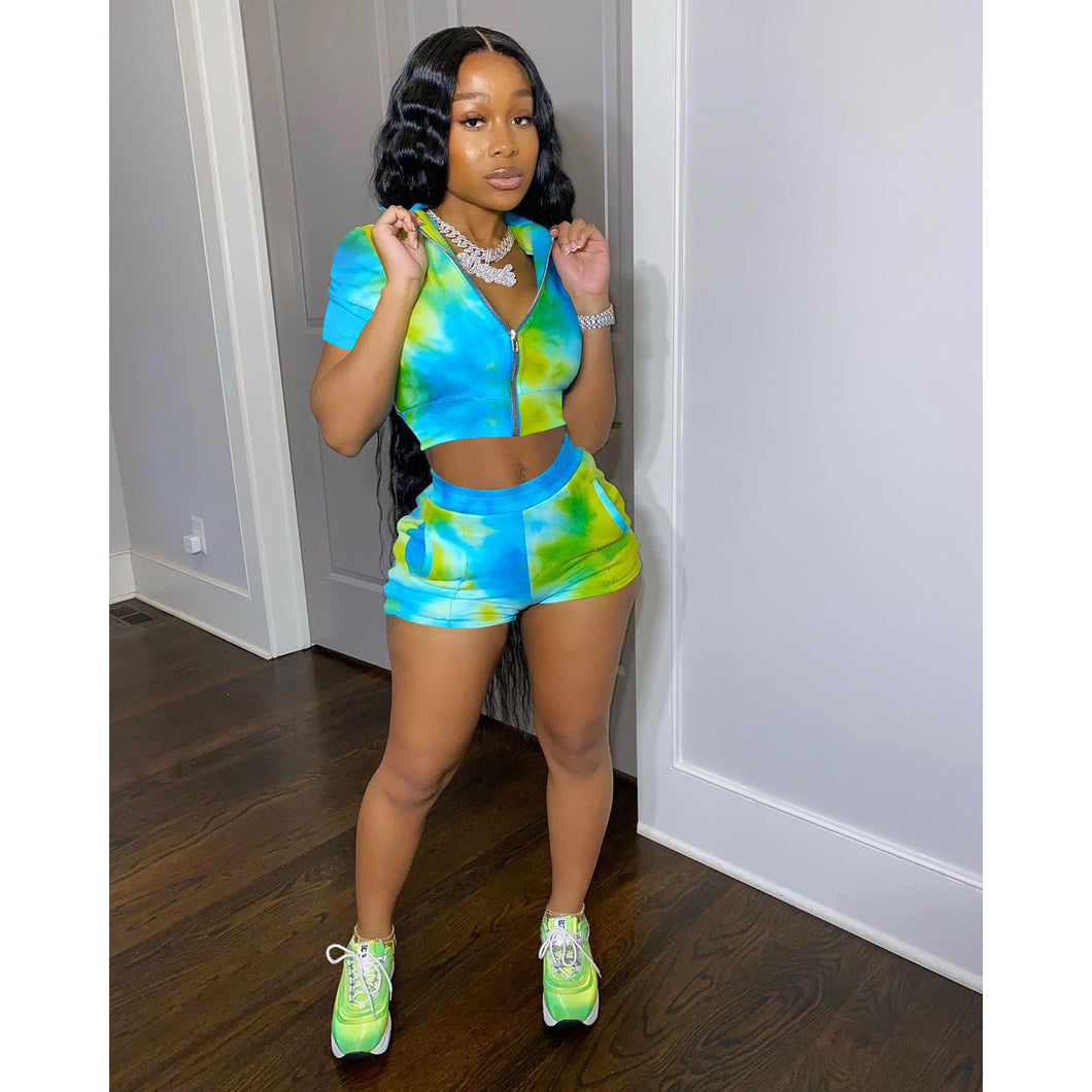 Hot tie-dye sports two-piece suit AY1033