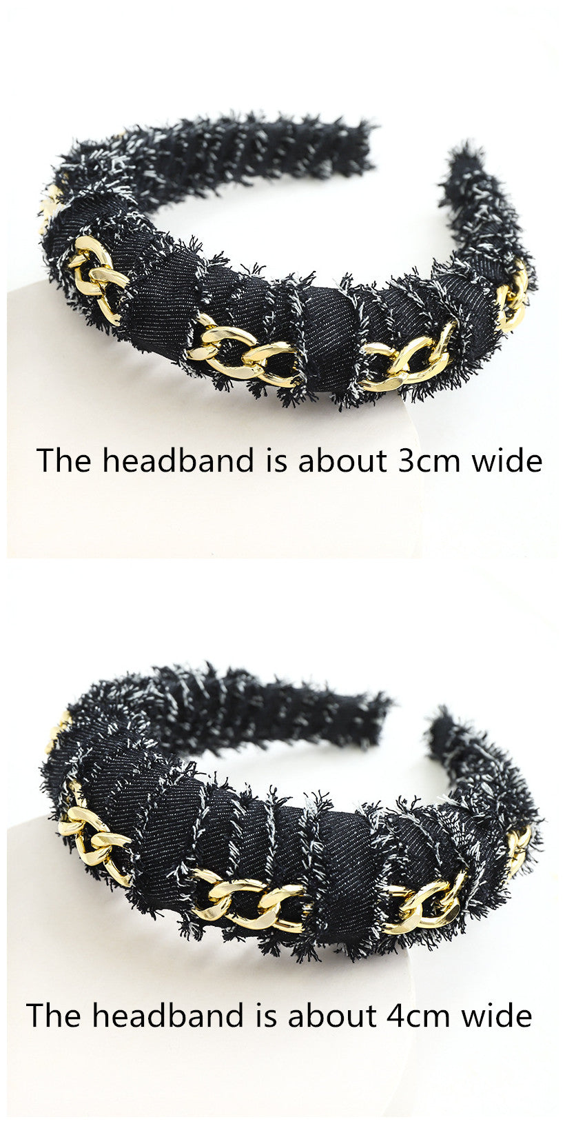 Hot selling metal chain denim winding hair band